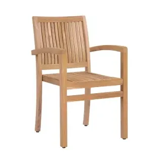 Zebra Bueno Stapelsessel aus massivem Teakholz, ergonomisches Rückenteil