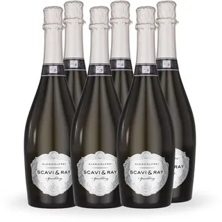 SCAVI & RAY alkoholfreier Sekt Sparkling 0,0% - halbtrocken, 6x0,75l | Fruchtig-frischer Schaumwein mit eleganter Perlage ohne Alkohol, ideal für stilvolle und alkoholfreie Momente und Feiern