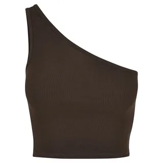 URBAN CLASSICS Tanktop Urban Classics Damen Ladies Cropped Asymmetric Top (1-tlg) braun 5XL (54/56)