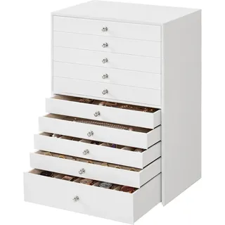 Ochama x SONGMICS Schmuckbox mit Schubladen, geräumige Schmuckaufbewahrung, Schmuckkasten modern für Schlafzimmer, Geschenkidee, Weiß