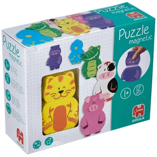 JUMBO Spiele Magnetisches Holzpuzzle Tiere 55234