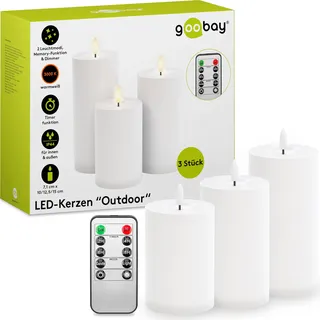 goobay LED-Kerzen 3er-Set 249 g weiß