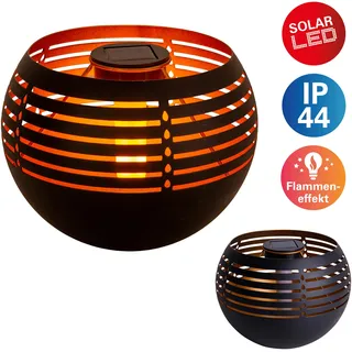 NÄVE Solarleuchte Metall/Kunststoff 16 cm inkl. Flammeneffekt schwarz/gold