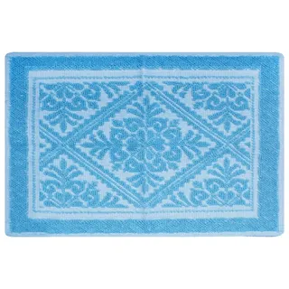 Sardischer Webteppich aus Baumwolle, einfarbig, Muster mit Relief-Band, hergestellt in Sardinien (50 x 80 cm, Hellblau)