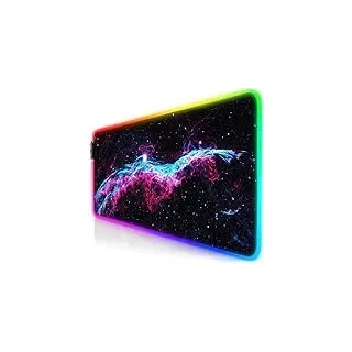 Titanwolf - RGB Gaming Mauspad XXL - LED Schreibtischunterlage 800x300 mm - Multi Color Mousepad - 11 Beleuchtungs-Modi - 7 Farben Plus 4 Effektmodi - Abwaschbar - Galaxy Nebel
