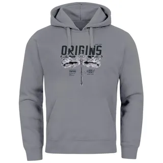 Neverless Hoodie Hoodie Herren T-Shirt Libelle Schmetterling Butterfly Grafik Design grau XS