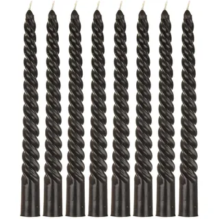 MACOSA VM091302_x2 Spiralkerzen schwarz 8er Set 20 cm Stabkerzen gedreht Tafelkerzen Twist Spitzkerzen Dekokerzen Tischdekoration Deko Wachskerzen