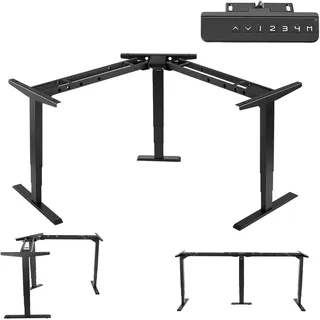 Vevor Höhenverstellbares Schreibtisch Gestell L-Form 125 kg 3 Motoren Schwarz