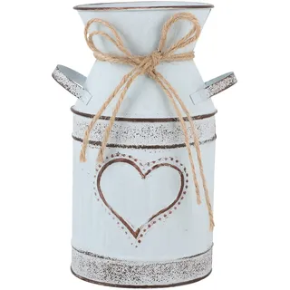 Yardwe Vintage Milchkanne Vase, HerzföRmige Muster, 10 x 19,5 cm, Shabby Chic Tischdeko FüR Blumenarrangements Im Landhausstil FüR Heim Und Garten