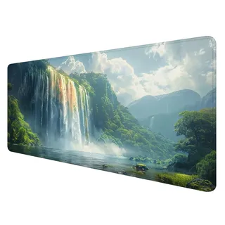 Gaming Mauspad XXL 1000 x 500 mm, Fallen Mauspad Groß mit Vernähten Kanten, Gaming Mousepad Natur mit Verbessert Präzision und Geschwindigkeit, Mousepad XXL Wasserdicht für Gaming, Büro, Zuhause R-8
