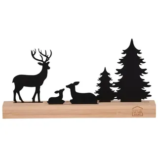 UNUS HOME Dekofigur Aufsteller Hirsch mit Bäumen in schwarz, Winterlandschaft, Winterdeko, Weihnachtsdeko schwarz