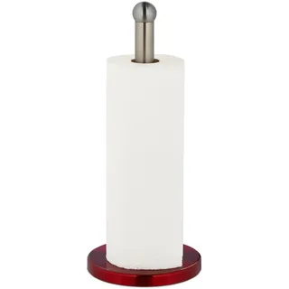 Relaxdays Küchenrollenhalter Edelstahl Silber/Rot