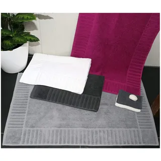 heimtexland Badteppich SUPER Soft 50x80 in weiß 100% Baumwolle ÖKOTEX Frottier 800 GSM saugstark Quick Dry Duschvorleger Badvorleger Frottee Natur Typ513