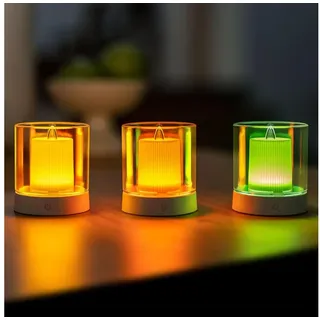 LA CUTE LED-Kerze MiLi LED-Teelichter Set, flammenlos, wiederaufladbar, warmweiß (Wiederaufladbares LED-Teelicht-Set, 3er-Set, warmweiß, für Wohnräume., 3-tlg., 3 LED-Teelichter Silikonhüllen Typ-C-Ladekabel, warmweißes Licht), Flammenlose LED-Kerze, wiederaufladbar abnehmbaren Silikonhüllen.