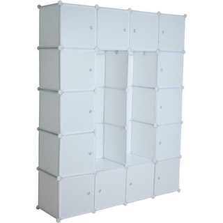 Estexo Regalsystem Würfelregal Steckregal + Kleiderstange Regal Kleiderschrank Schrank Weiß