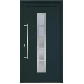 HORI Haustür Eingangstür Komplettset – Robuste Hauseingangstür mit moderner Optik, hoher Wärmedämmung & Sicherheit, Farbe: anthrazit (innen weiß) - DIN links - Modell: Frame - 210 x 110 cm