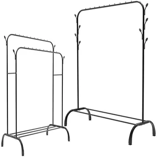 YouseaHome Freistehender Kleiderständer aus Stahlrohren mit 8 Kleiderhaken Ablagefächern Multifunktionaler Jackenständer für Home Schlafzimmer, 110x150x40cm