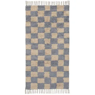 Ferm Living Mara Kinderteppich 80 x 150 cm Blau/Warm Sand