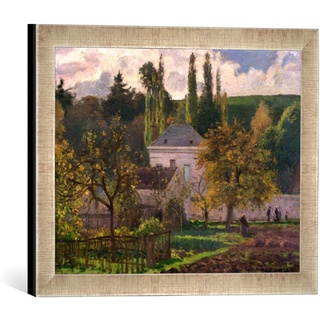 Gerahmtes Bild von Camille Pissarro Landhaus in der Hermitage (Pontoise), Kunstdruck im hochwertigen handgefertigten Bilder-Rahmen, 40x30 cm, Silber Raya