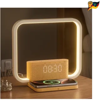Nachttischlampe Ladefunktion dimmbar 10 Watt Wireless Charger Tischlampe mit 3