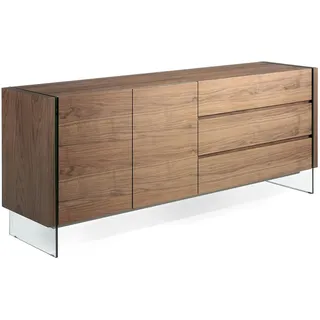 Angel Cerdá - Sideboard aus Nussbaum mit Zwei Türen und DREI Schubladen - Modernes und raffiniertes Wohnzimmer-Sideboard - Sideboard mit großem Stauraum - 188 x 45 x 75 cm