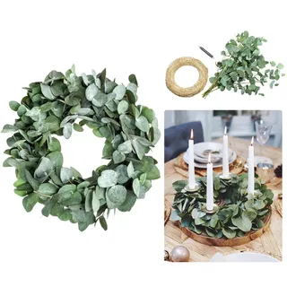 Blumigo Eukalyptuskranz DIY Kit - 30 cm - Adventskranz basteln aus frischem Eukalyptus - Kranz selber binden aus Eukalyptuszweigen