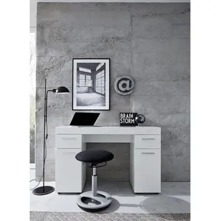trendteam Garderobe Schreibtisch Amanda Schminktisch Weiß Hochglanz Tiefzieh 120 x 76 x 41 cm - Weiß