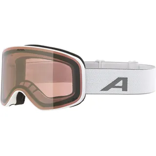 Alpina Slope Q-Lite Skibrille für Damen und Herren, Anti-Fog, effektive Luftzirkulation, Verspiegelte Scheibe, white matt mirror gold