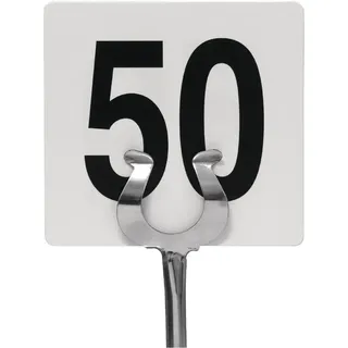 Olympia Tischnummern 1-50, 95(H) x 105(B)mm, strapazierfähiges, leicht zu reinigendes Plastik, doppelseitig, Hochzeiten Kneipen Restaurants Bistros Cafés, zur Verwendung mit Tischnummernständern, Packungsanzahl: 50, GB629