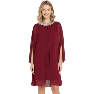 elegantes Damen Abend-Kleid Chiffon-Kleid mit 3/4-Ärmeln Cocktail-Kleid 935924 Bordeaux-Rot - 36