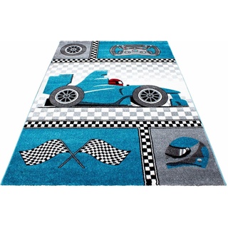 Kinderteppich Kids 460, Ayyildiz Teppiche, rechteckig, Höhe: 12 mm, Kurzflor, Motiv Rennwagen blau