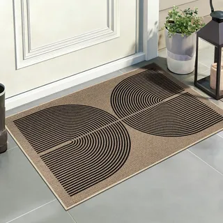 Capslpad Fußmatte außen und Innen 50 x 80 cm, Jute Aussehen rutschfeste Schmutzfangmatte Dünne Türmatte, Waschbar Fussmatte Aussen für Haustür, Eingangsbereich, Balkon