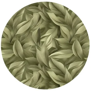 OnlyWow Badematte Blätter - Modern - Grün, Höhe 10 mm, Polyester, Rund, Badezimmerteppich, Badteppich, Rutschfest, Badvorleger, Waschbar grün Rund | 70 cm x 70 cm x 10 mm