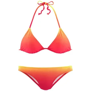 Lazzboy Bikini Set Farbverlauf Frauen Brasilianischen Badebekleidung Halfter Badeanzug Strand Damen Triangel Push Up Bandeau Neckholder Bustier(Rot,S) - S