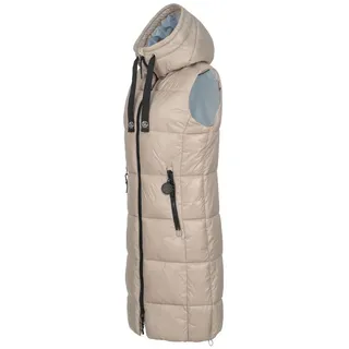 SUBLEVEL Steppweste Damen mit Kapuze Waistcoat lange Winter Weste Bodywarmer Waistcoat beige L - 40