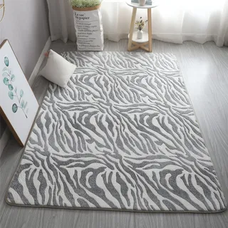 XMwike - Leuchtender fluoreszierender Teppich, für Kinder, rutschfest, für Schlafzimmer und Wohnzimmer, dunkles Zebra-Muster, 160 x 100 cm