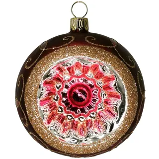 Schatzhauser Weihnachtsbaumkugel Reflexkugel Spitzenbordüre Marsalarot Eis (1 St), mundgeblasen, handbemalt rot Ø 8 cm