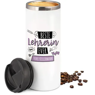 GRAZDesign Thermobecher Beste Lehrerin Coffee to go - Geschenk zum Abschied, personalisiert mit Namen, Kaffeebecher, Abschiedsgeschenk Edelstahl 350ml