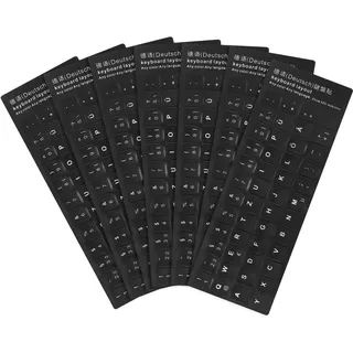 7 STK Deutsche Tastaturaufkleber, Tastatur Aufkleber Deutsch, Ersatz Laptop Aufkleber mit Weißen Buchstaben für Standard, Computer Laptop Tastatur Ersatztastaturaufkleber