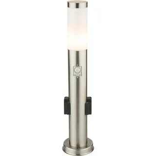 LED Sockelleuchte mit Steckdose Wegeleuchte Außen mit Bewegungsmelder Gartenstehlampe LED Pollerleuchte Edelstahl, 1x9W 810lm 3000K, DxH 7,6x 60 cm