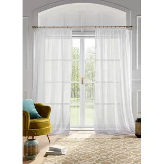 Guido Maria Kretschmer Home&Living Gardine Mila, Kräuselband (1 St), transparent, Voile, Wellenmuster, Voile, einfarbig, democratichome Edition, bestickt weiß 140 cm x 175 cm