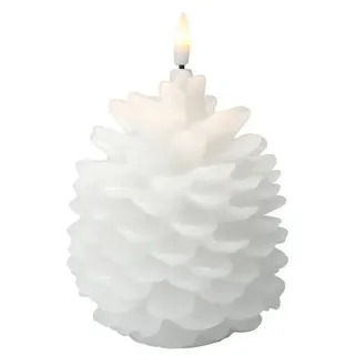 Spetebo LED-Kerze LED Weihnachts Motiv Kerze Tannenzapfen mit Timer (Packung, 1-tlg., mit Flacker-Effekt), Batterie betrieben mit Timer Funktion weiß Ø 10 cm x 16 cm