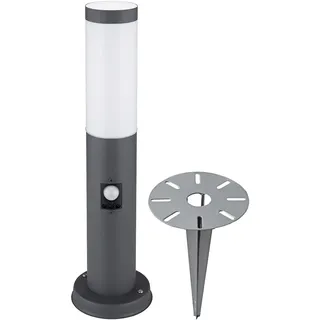 Edelstahl Sockel Leuchte Erd Spieß Garten Weg Bewegungsmelder Hof Außen Steck Steh Lampe ANTHRAZIT