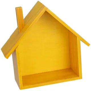 Kleines Ausstellungsregal Weihnachten Party, Wandregal Gelb für Wandmontage | Hausform, zum Aufbewahren und Präsentieren, Leicht Anzubringen, Kinderzimmer oder Küche, Dekorativ