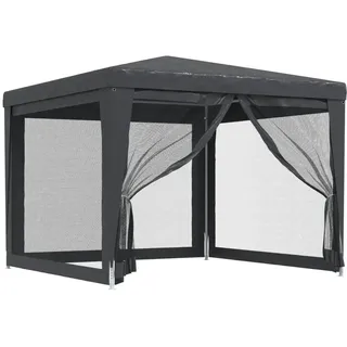 vidaXL Partyzelt mit 4 Mesh-Seitenwänden Gartenzelt Festzelt Pavillon Zelt Gartenpavillon Gazebo Gartenlaube Bierzelt Faltzelt Camping Anthrazit 3x3 m HDPE