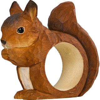 Wildlife Garden WG4568 Serviettenring Eichhörnchen - Handgeschnitzter Serviettenring aus Holz für die Tischdekoration