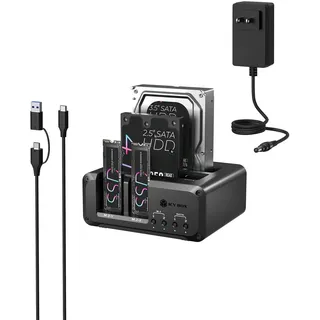 Icy Box 4-Bay SSD Gehäuse, USB-C 10 Gbps, M.2 NVMe & SATA Docking Station