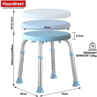 Floordirekt Duschhocker Pedro Höhenverstellbar drehbar rostfrei bis 136 kg