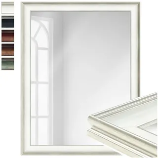 WANDStyle Wandspiegel H235, Vintage Spiegel Weiß 70x90 cm, großer Wandspiegel Weiß 70x90 weiß 90 cm x 70 cm