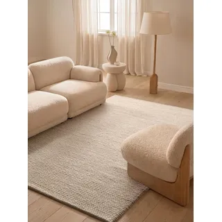 Ted Baker Wollteppich Diana - Natürlicher Wohnzimmerteppich, 100% Wolle, Handgewebt & Zeitlos, Naturfaser Teppich, Skandi Look für Wohnzimmer, Schlafzimmer, Esszimmer – Natur Weiß, 120x170 cm